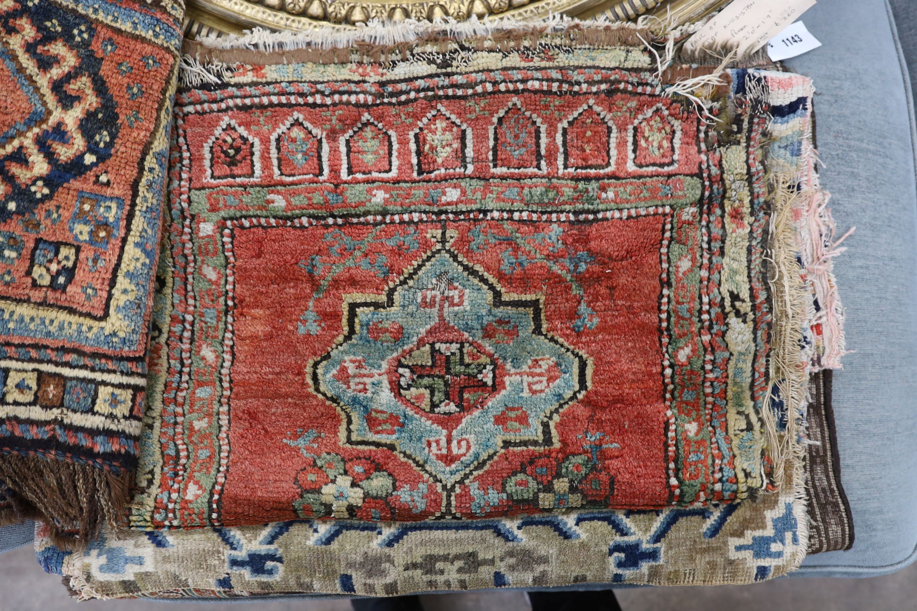 A quantity of Afghan, North West Persian and Chinese wool bag faces.